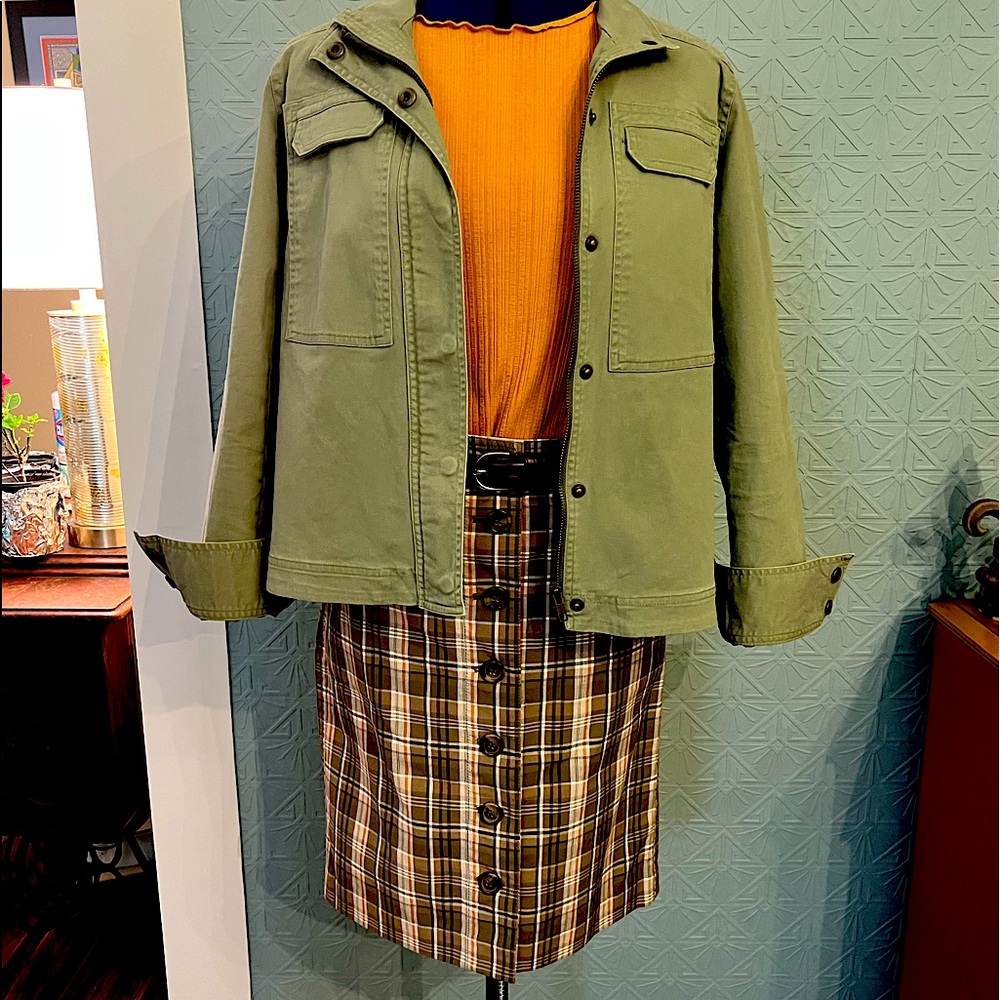 Cotton plaid knee-length skirt